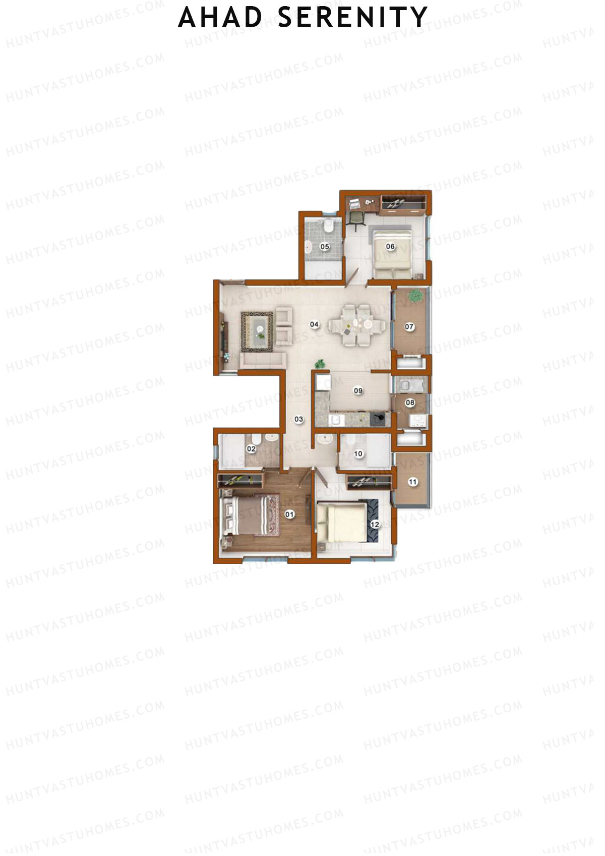 Ahad Serenity Daffodil Wing 1 Unit 2 Floor Plan