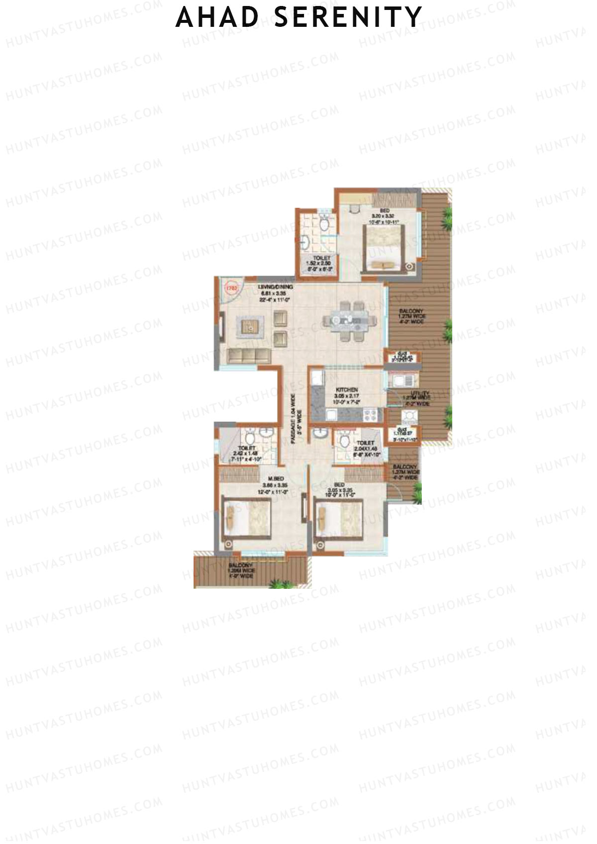 Ahad Serenity Daffodil Wing 1 Unit 2 Floor Plan