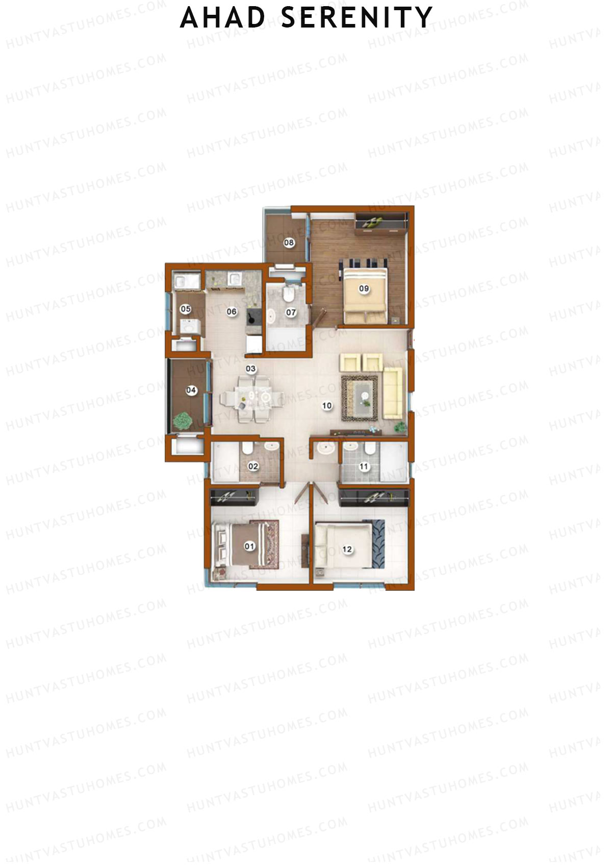 Ahad Serenity Daffodil Wing 1 Unit 3 Floor Plan
