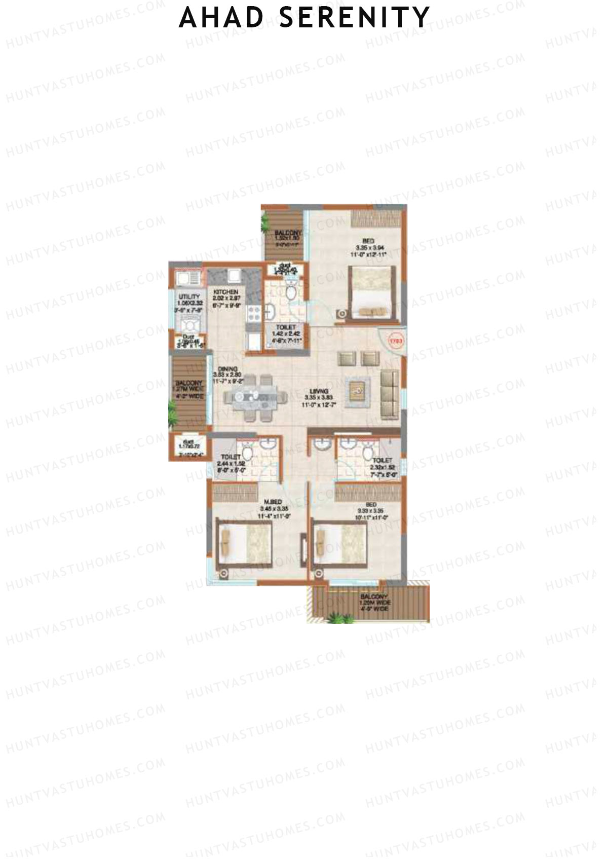 Ahad Serenity Daffodil Wing 1 Unit 3 Floor Plan