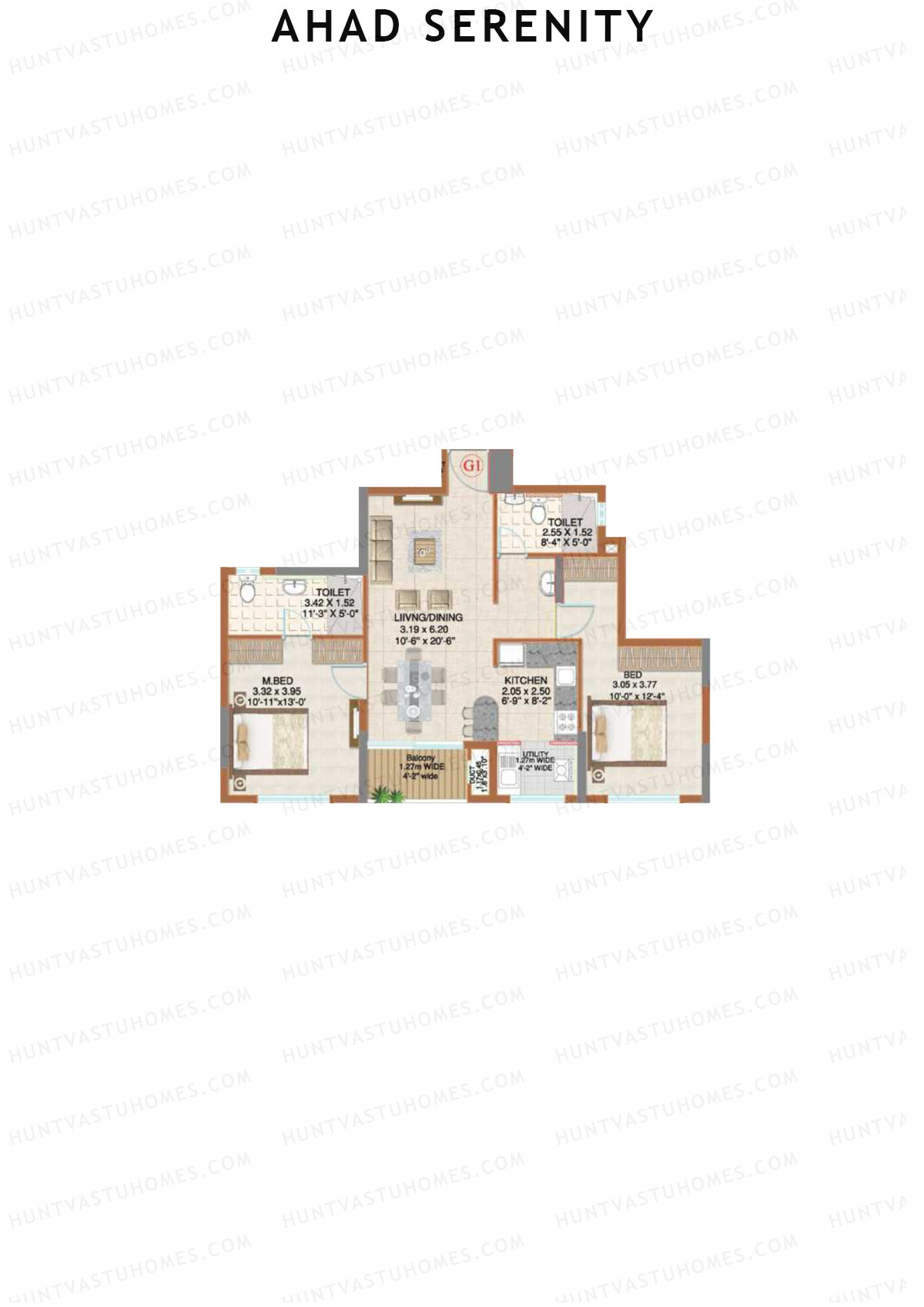 Ahad Serenity Tower Iris Wing 4 Unit 1 Floor Plan