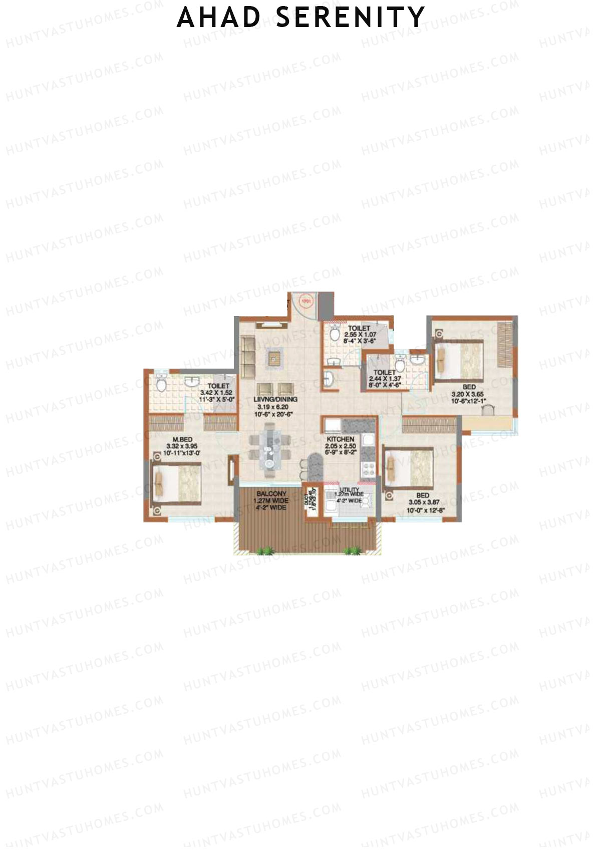 Ahad Serenity Tower Iris Wing 4 Unit 1 Floor Plan