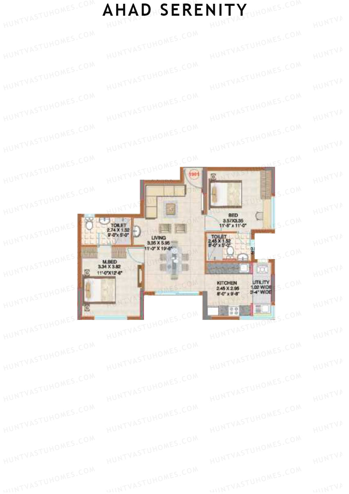 Ahad Serenity Tower Lily Wing 9 Unit 1 Floor Plan