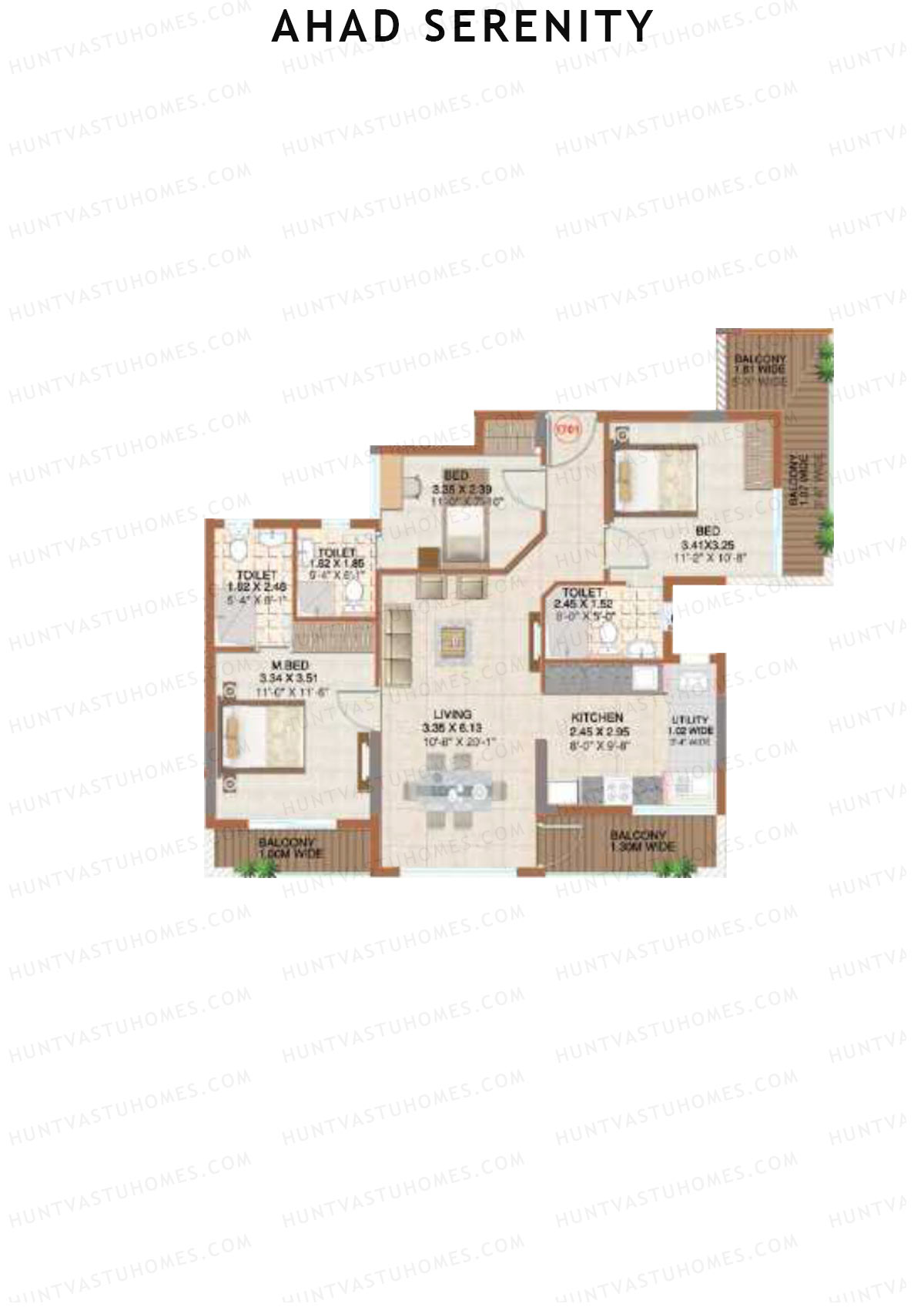 Ahad Serenity Tower Lily Wing 9 Unit 1 Floor Plan