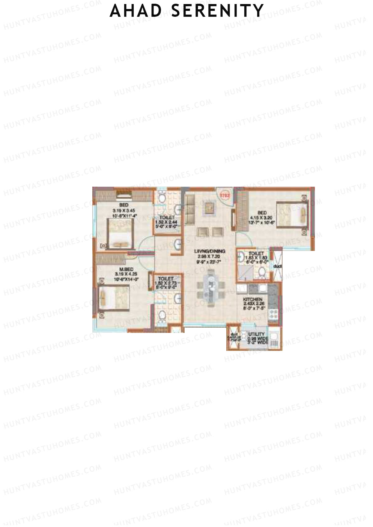Ahad Serenity Tower Lily Wing 9 Unit 2 Floor Plan