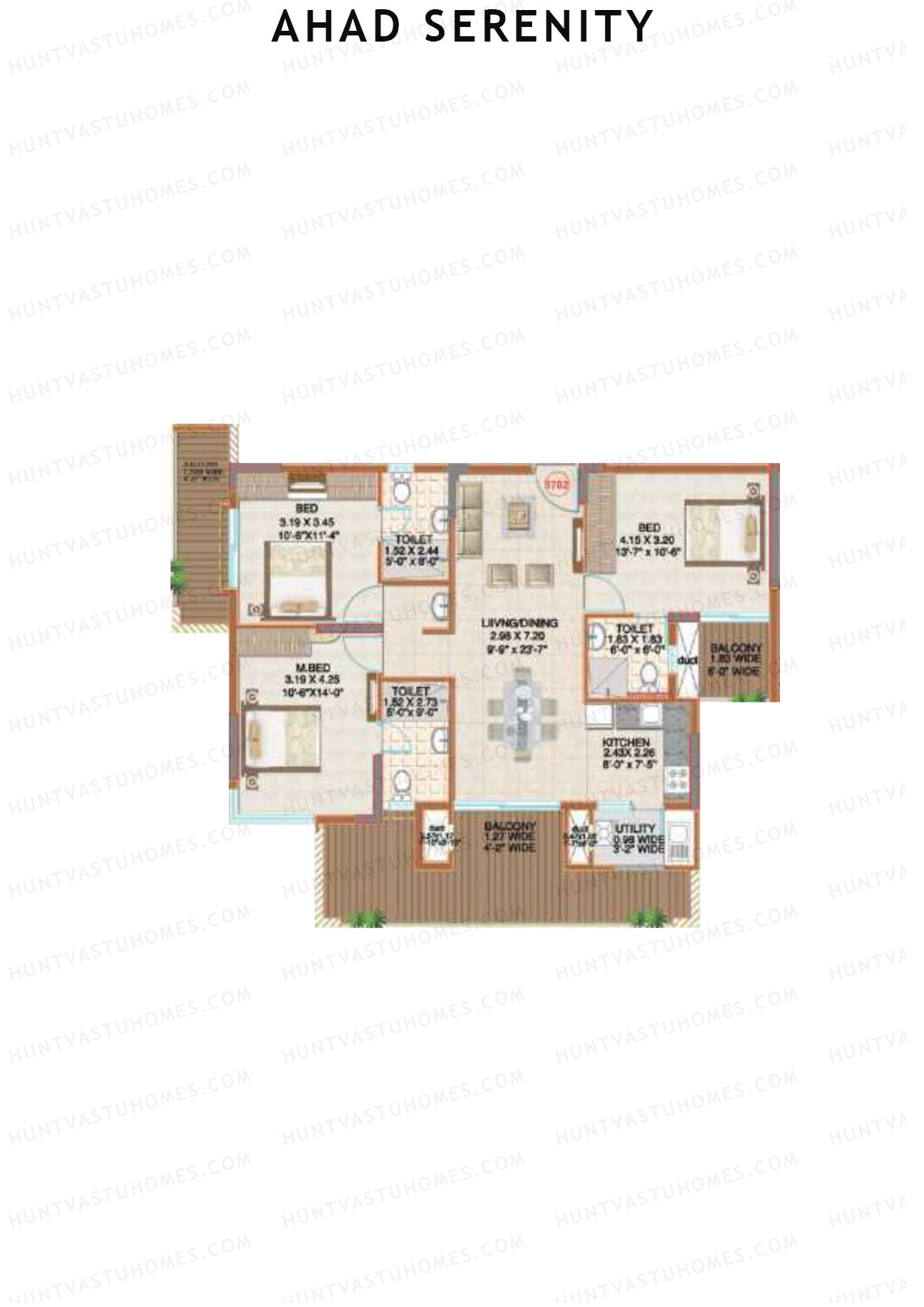 Ahad Serenity Tower Lily Wing 9 Unit 2 Floor Plan