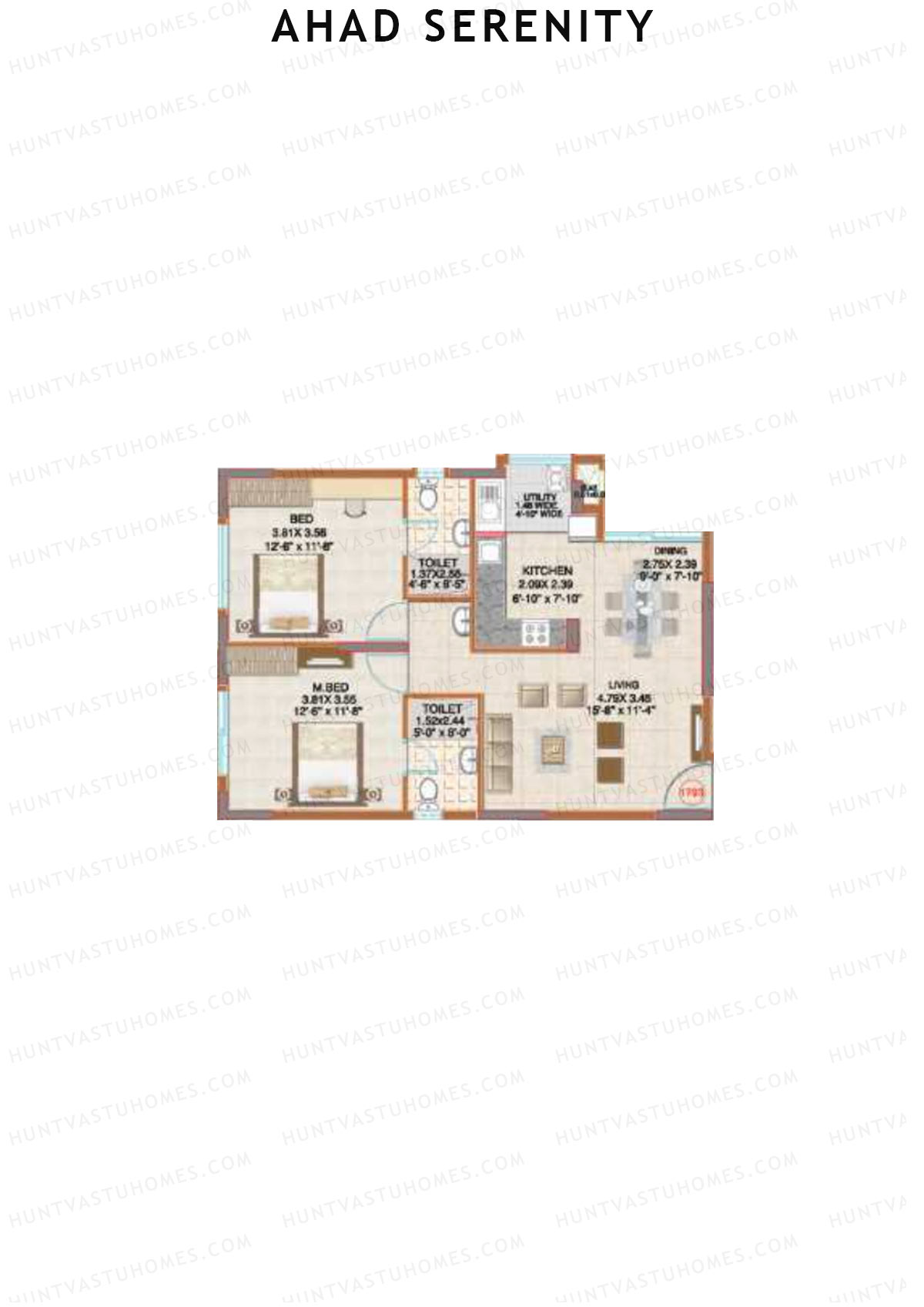 Ahad Serenity Tower Lily Wing 9 Unit 3 Floor Plan