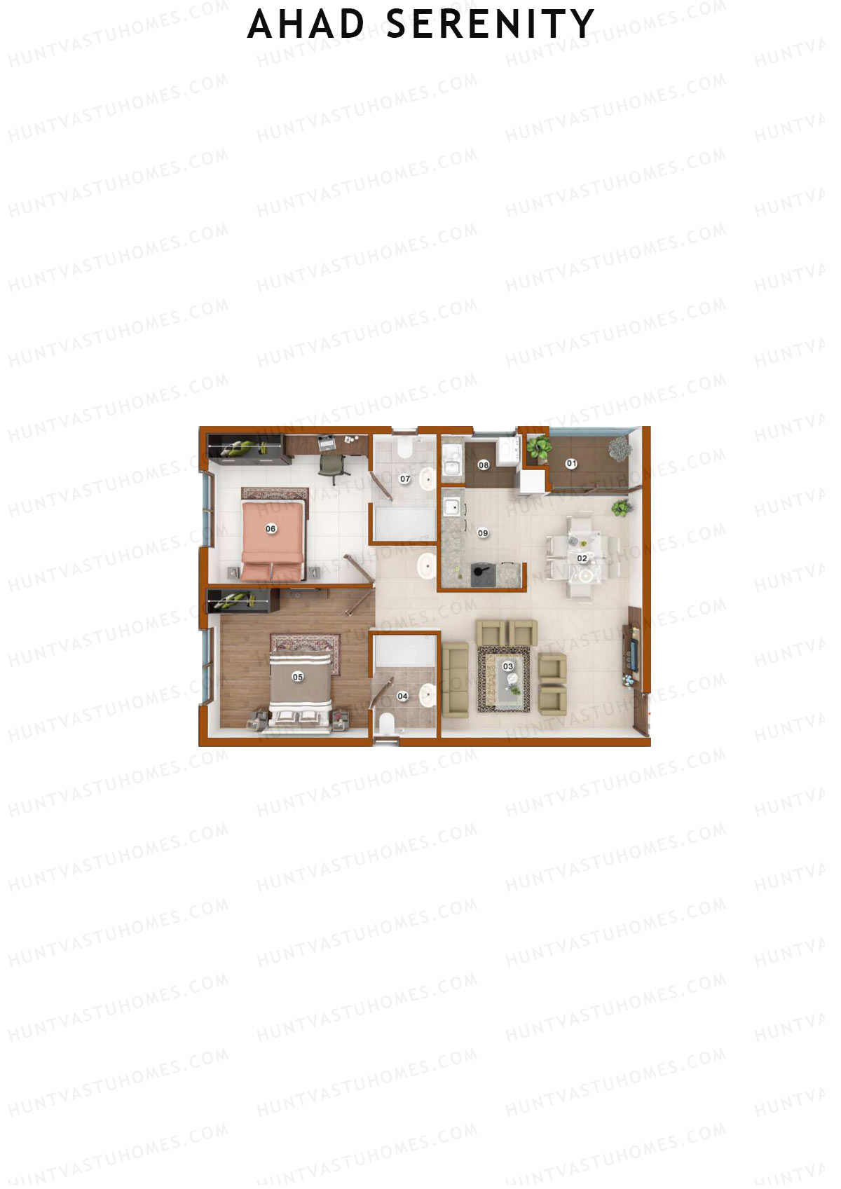 Ahad Serenity Tower Lily Wing 9 Unit 3 Floor Plan
