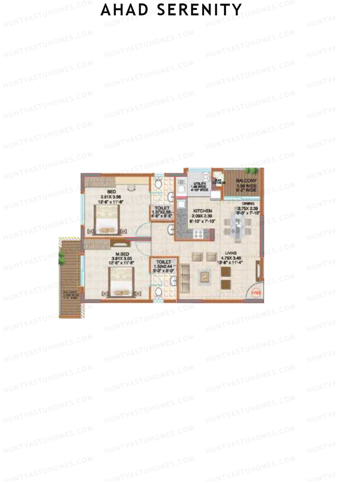 Ahad Serenity Tower Lily Wing 9 Unit 3 Floor Plan
