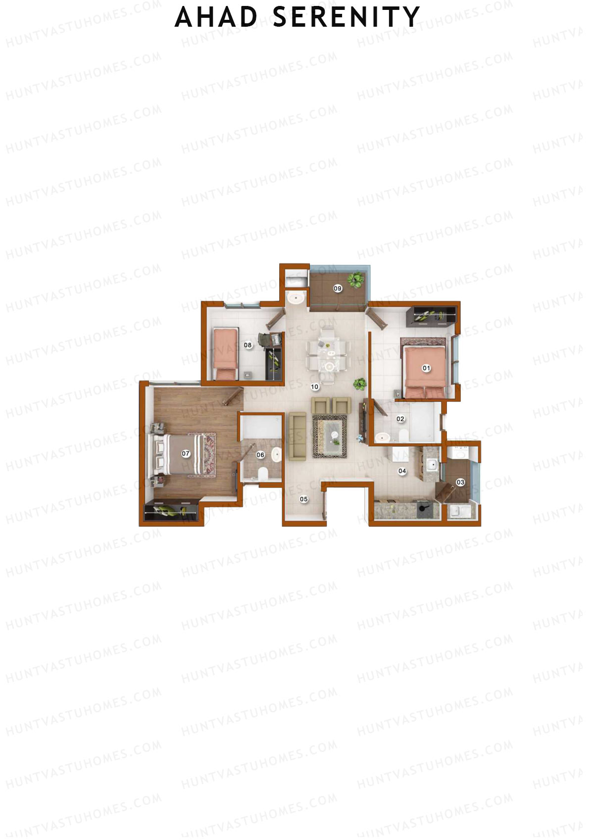 Ahad Serenity Tower Lily Wing 9 Unit 4 Floor Plan