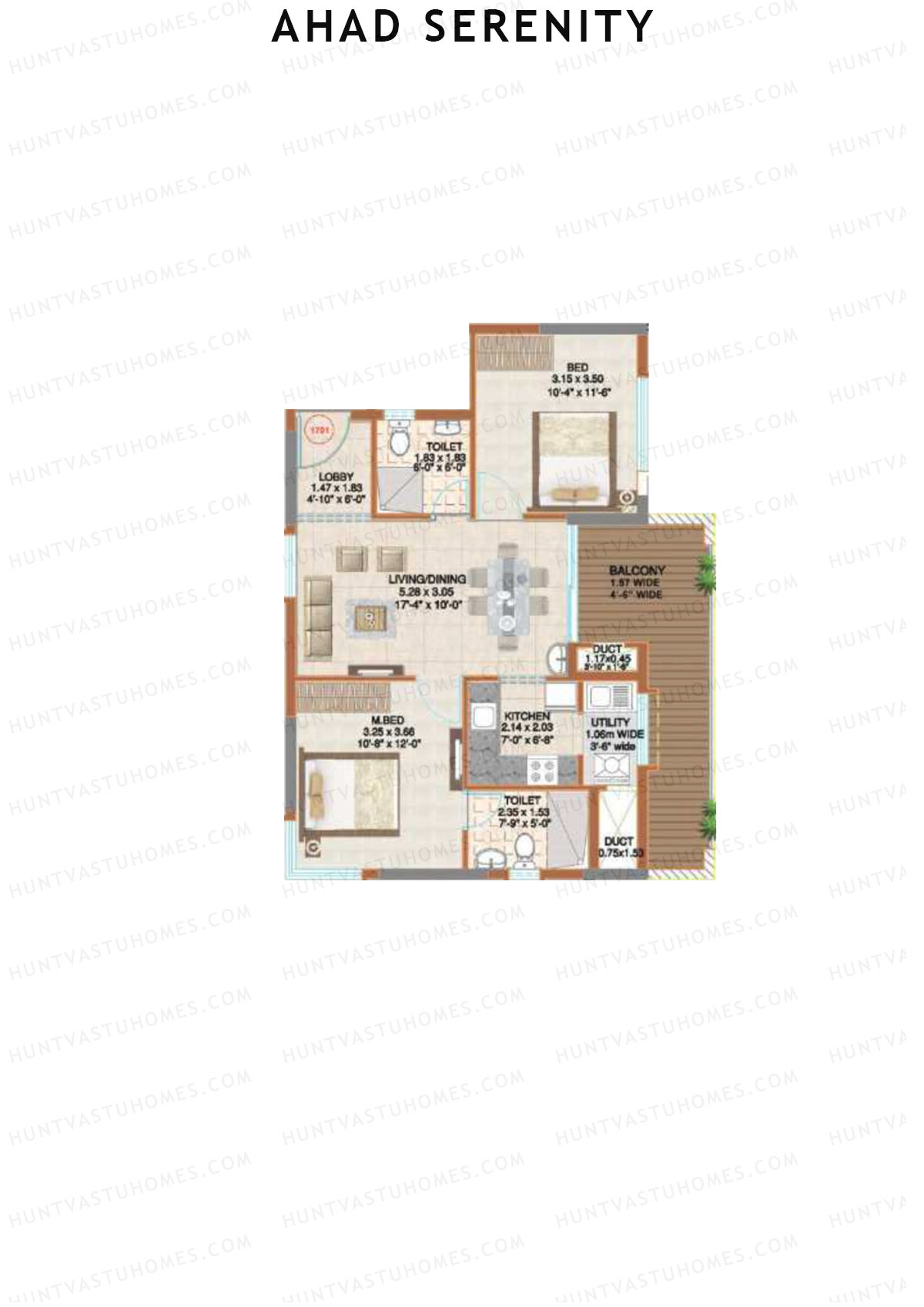 Ahad Serenity Orchid Wing 3 Unit 1 Floor Plan