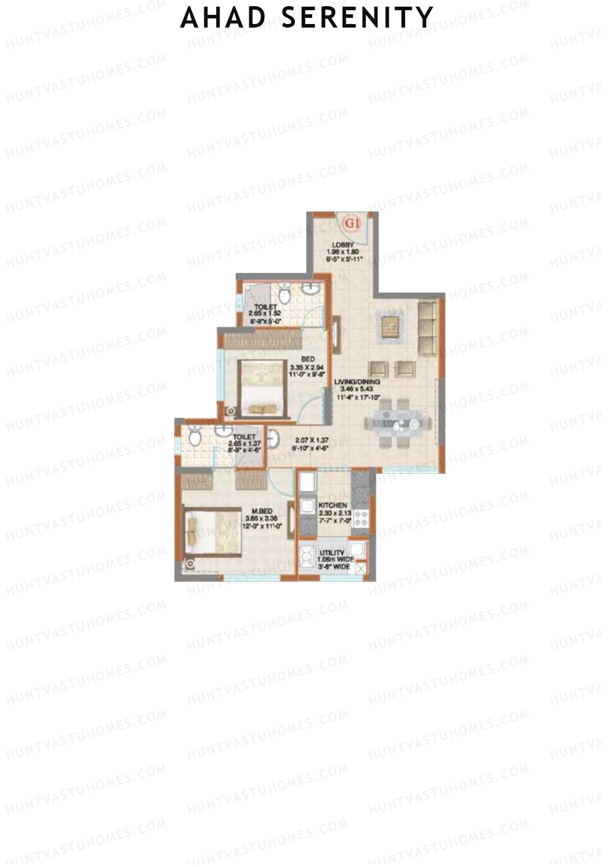 Ahad Serenity Tulip Wing 2 Unit 1 Floor Plan