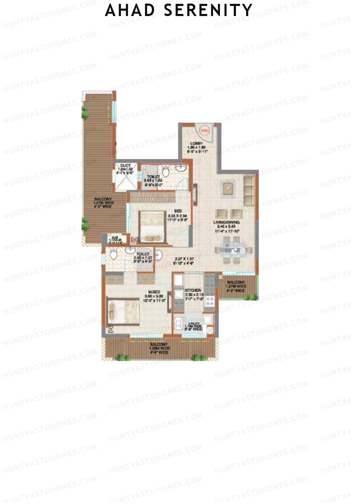 Ahad Serenity Tulip Wing 2 Unit 1 Floor Plan