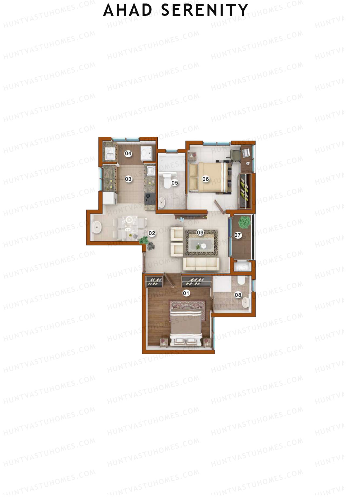 Ahad Serenity Tulip Wing 2 Unit 3 Floor Plan