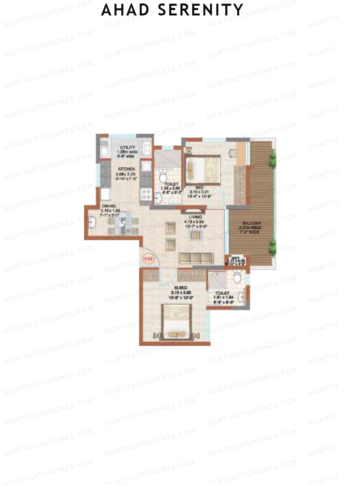 Ahad Serenity Tulip Wing 2 Unit 3 Floor Plan
