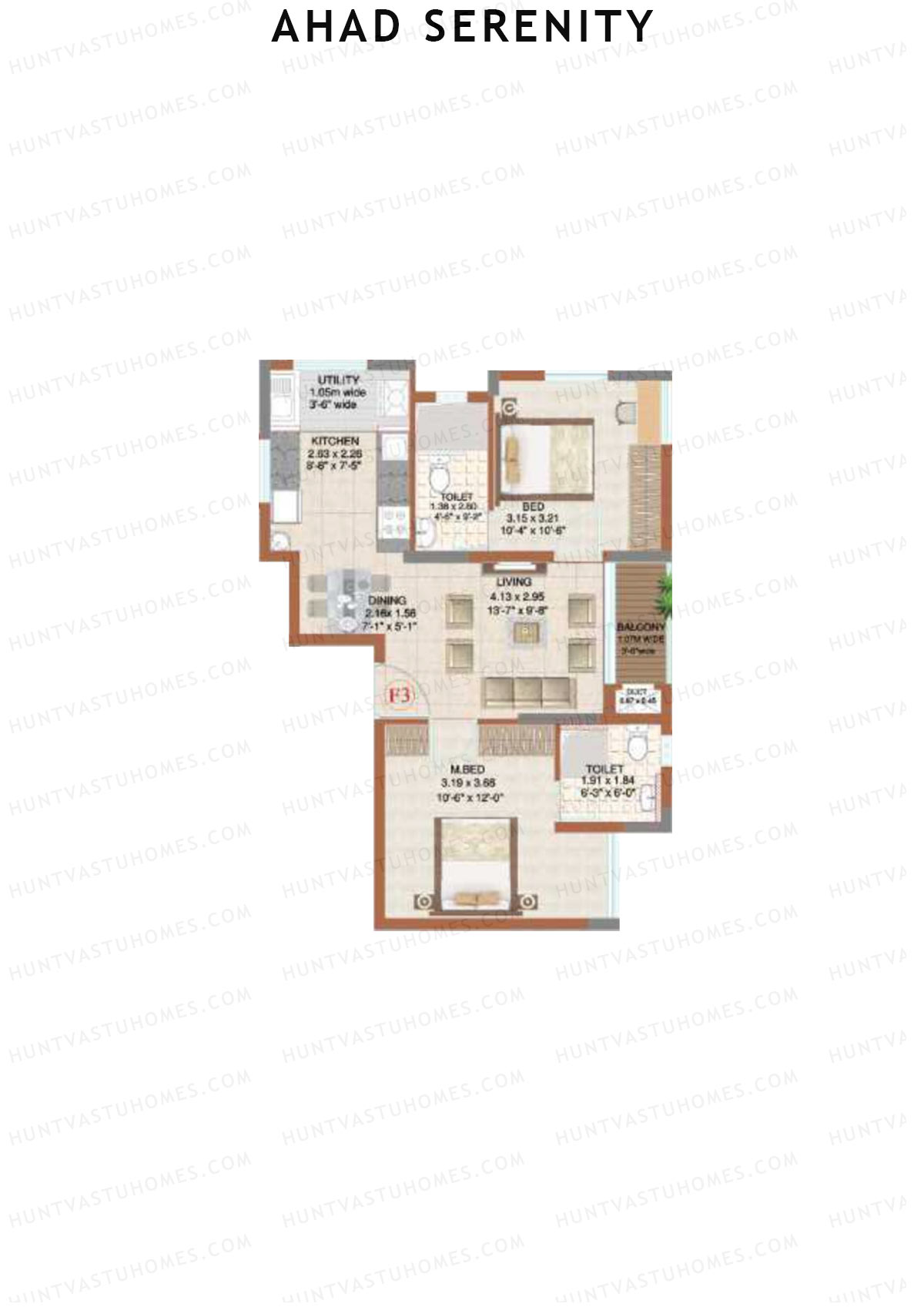 Ahad Serenity Tulip Wing 2 Unit 3 Floor Plan
