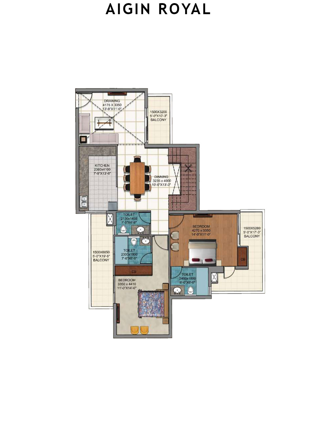 Aigin Royal Tower B Unit 4 (Duplex) Floor Plan