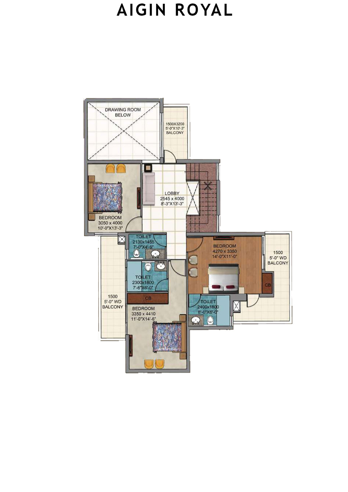 Aigin Royal Tower B Unit 4 (Duplex) Floor Plan