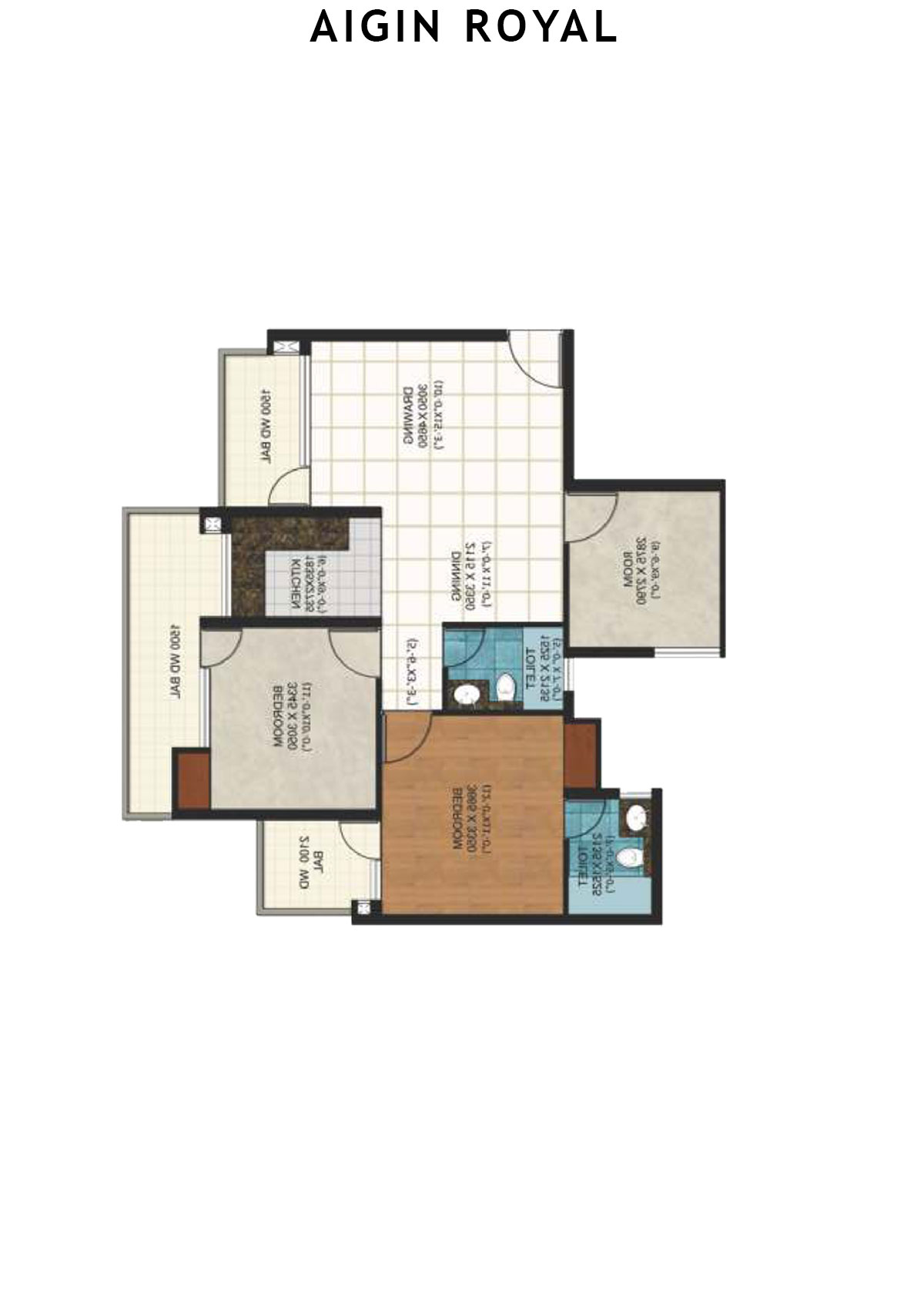 Aigin Royal Tower E Unit 4 (Type 2BHK-S) Floor Plan