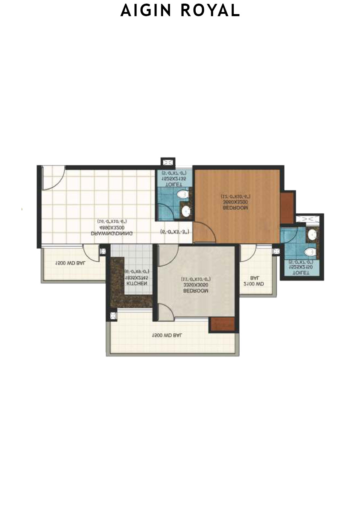 Aigin Royal Tower F Unit 4 (Type 2BHK) Floor Plan