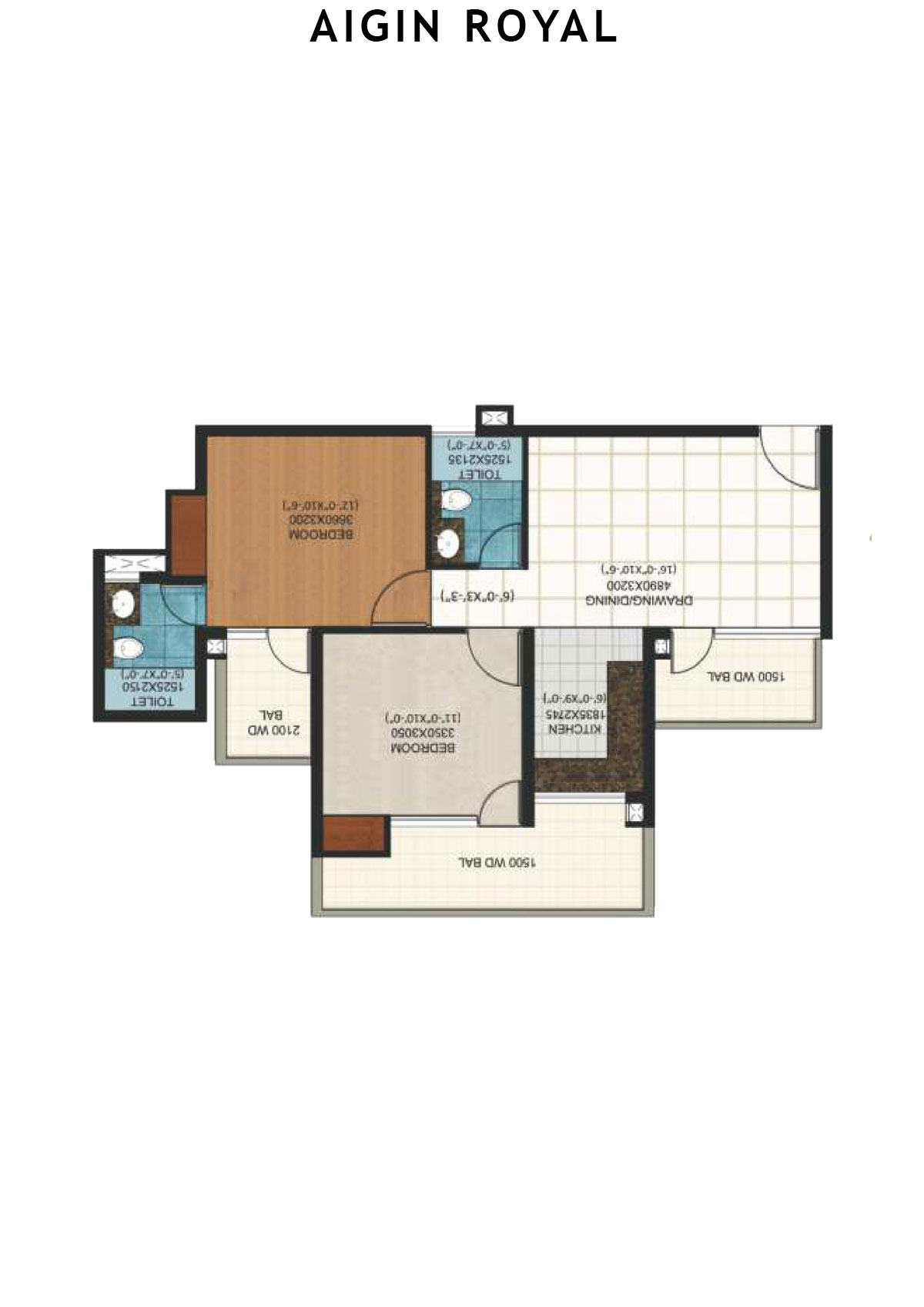 Aigin Royal Tower F Unit 5 (Type 2BHK) Floor Plan