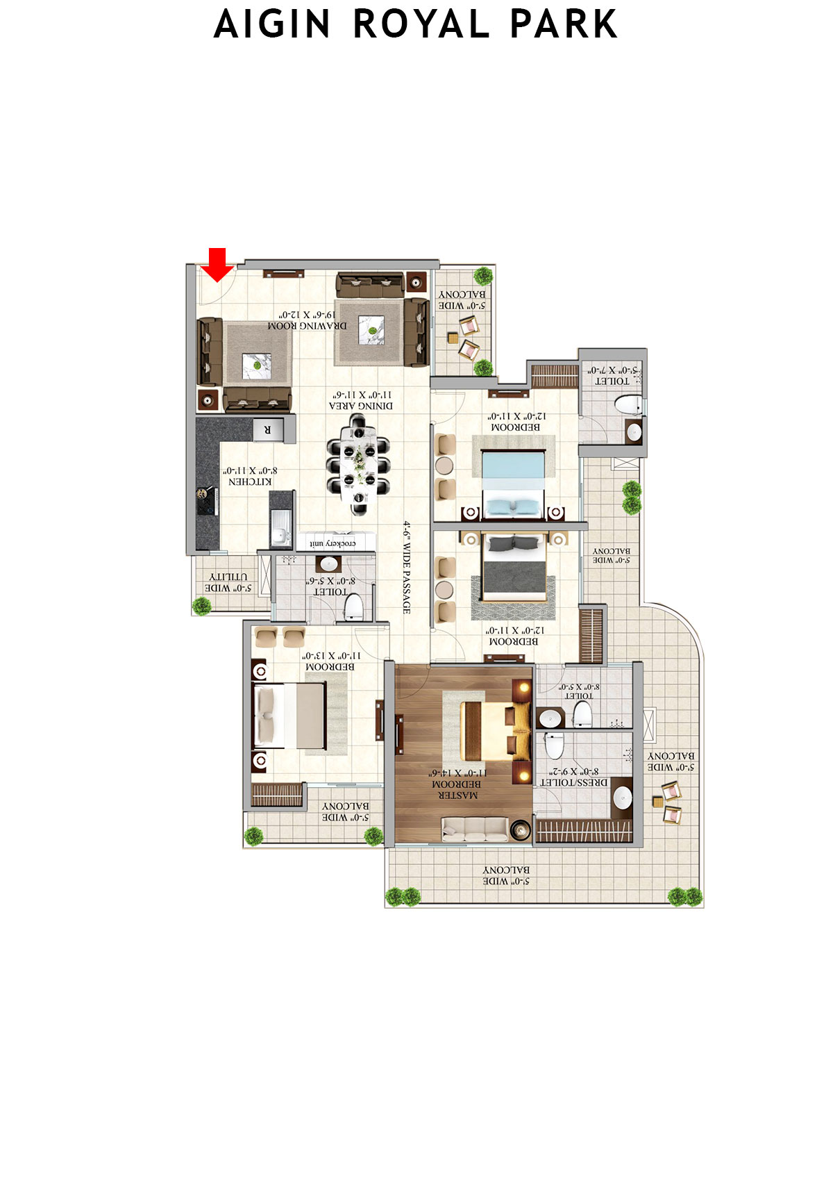 Aigin Royal Park Kashvi Unit 1 Floor Plan