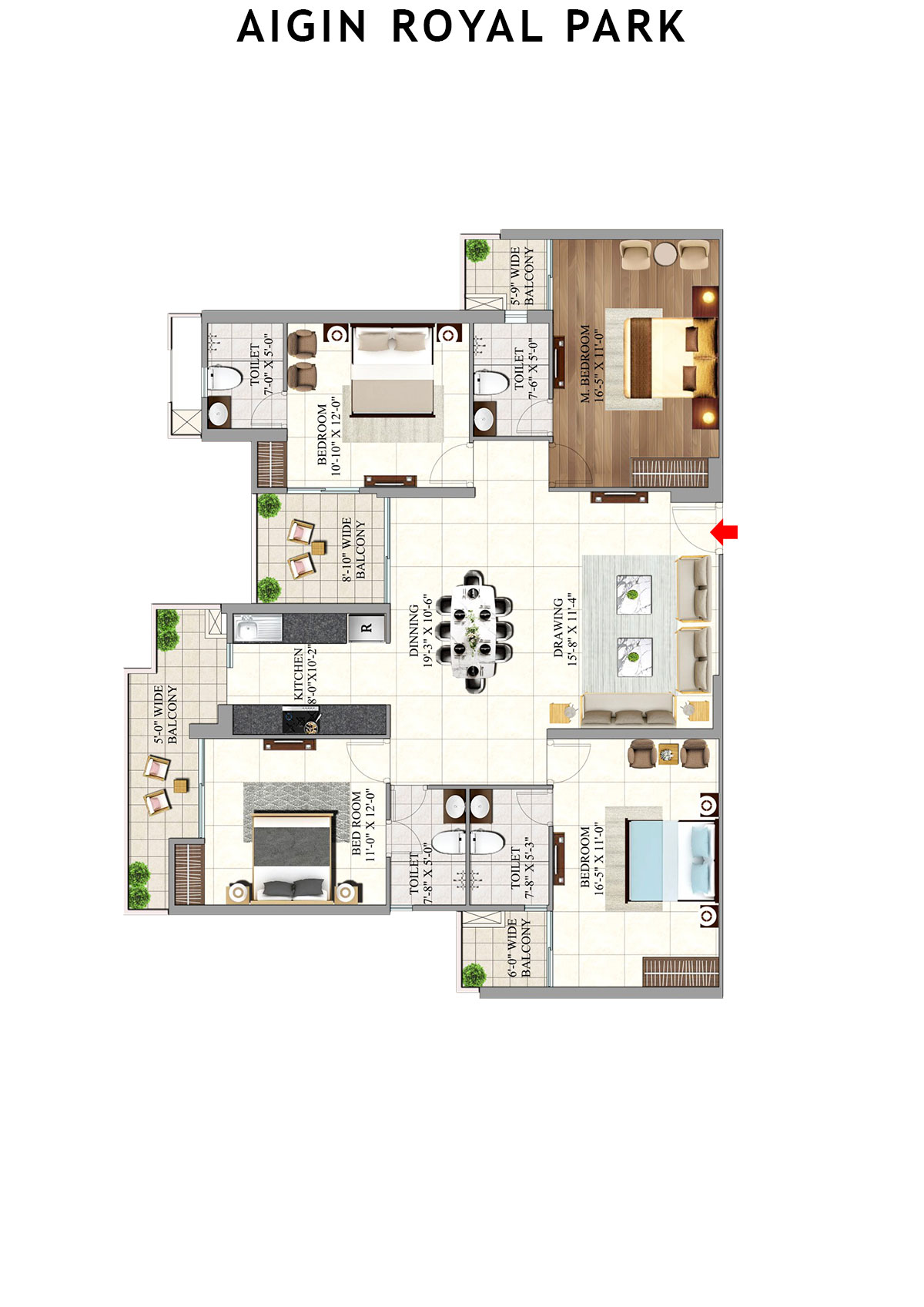 Aigin Royal Park Kashvi Unit 3 Floor Plan