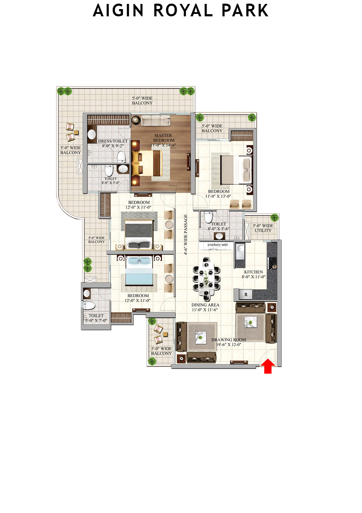 Aigin Royal Park Kashvi Unit 4 Floor Plan