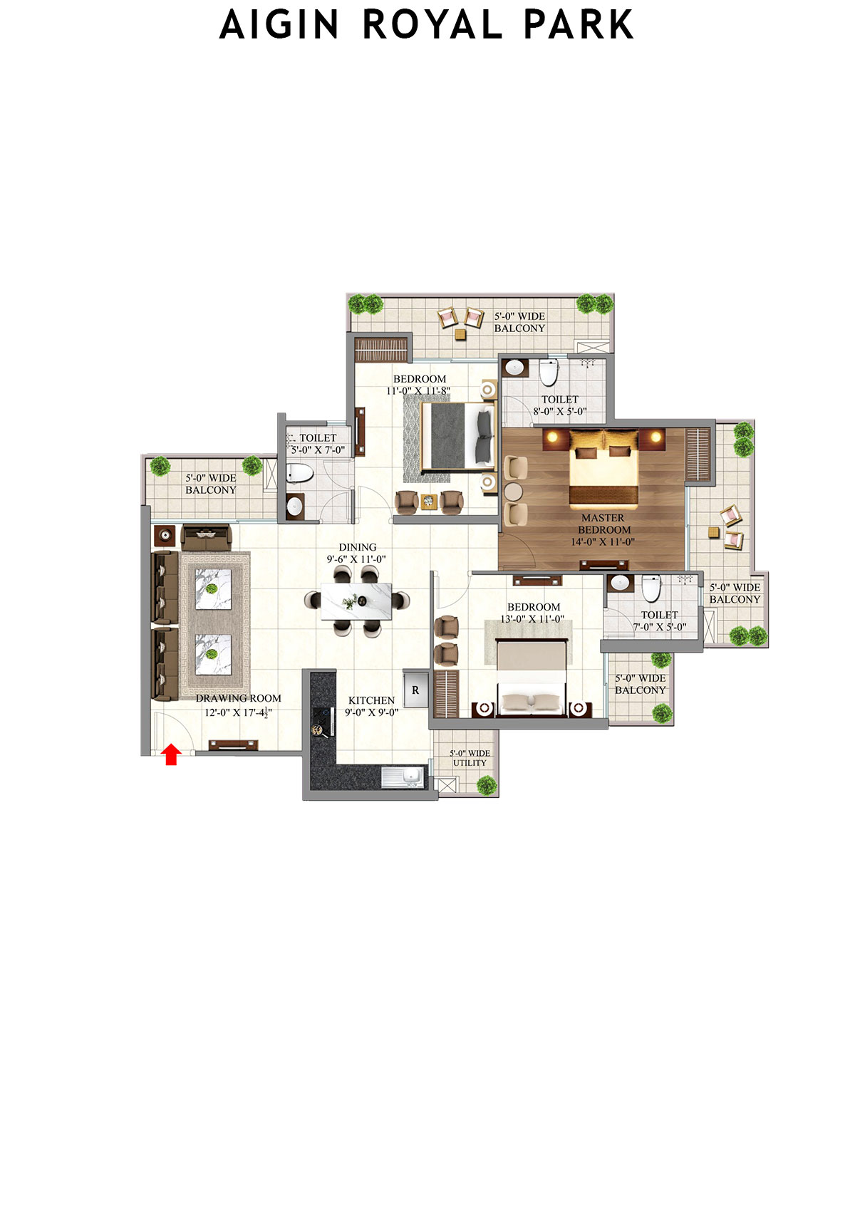 Aigin Royal Park Nitya Unit 4 Floor Plan