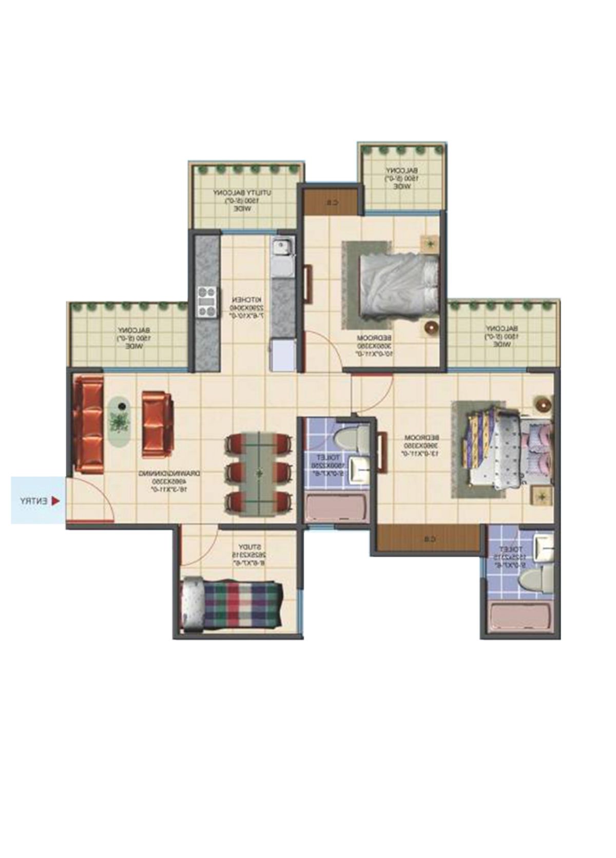 Aims Golf Avenue B Unit 3 Floor Plan