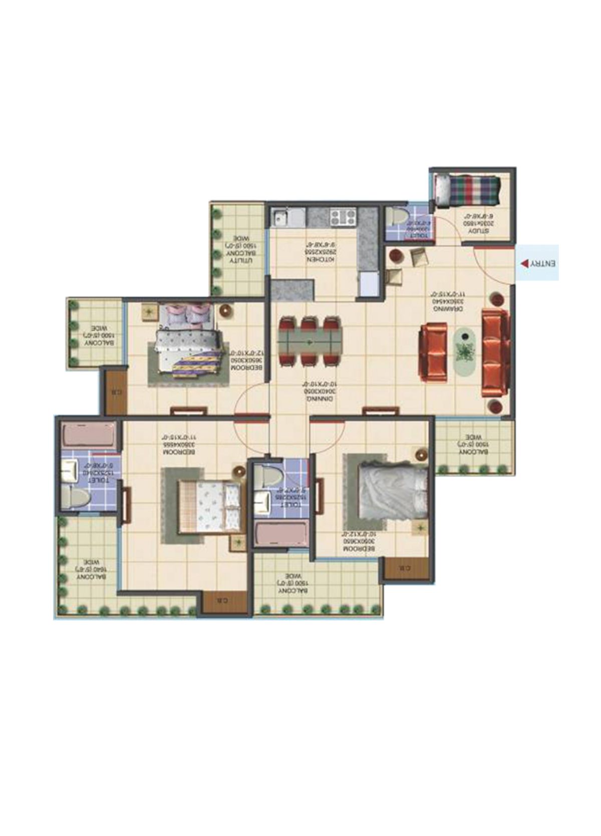 Aims Golf Avenue B Unit 1 Floor Plan