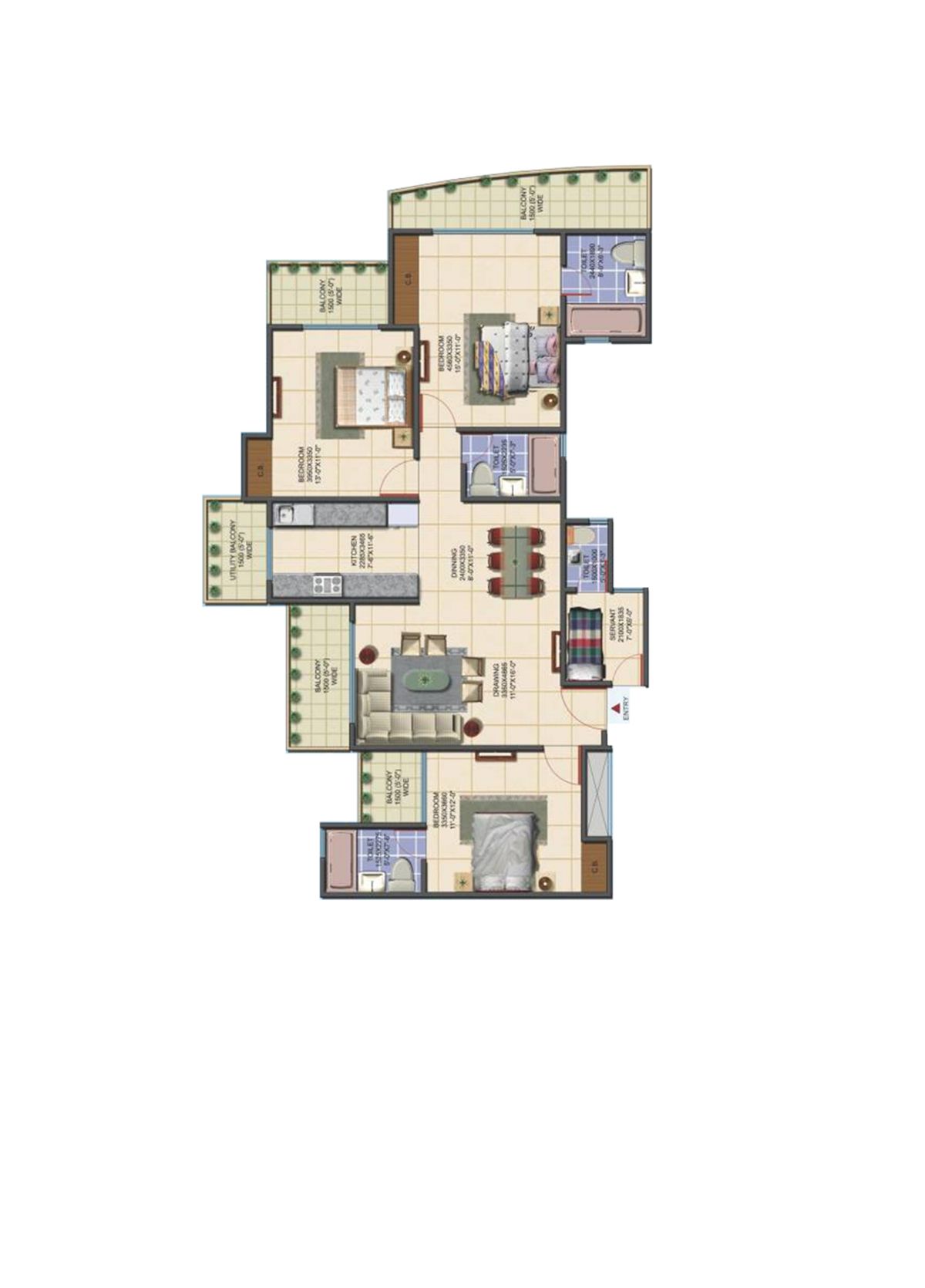 Aims Golf Avenue D Unit 3 Floor Plan