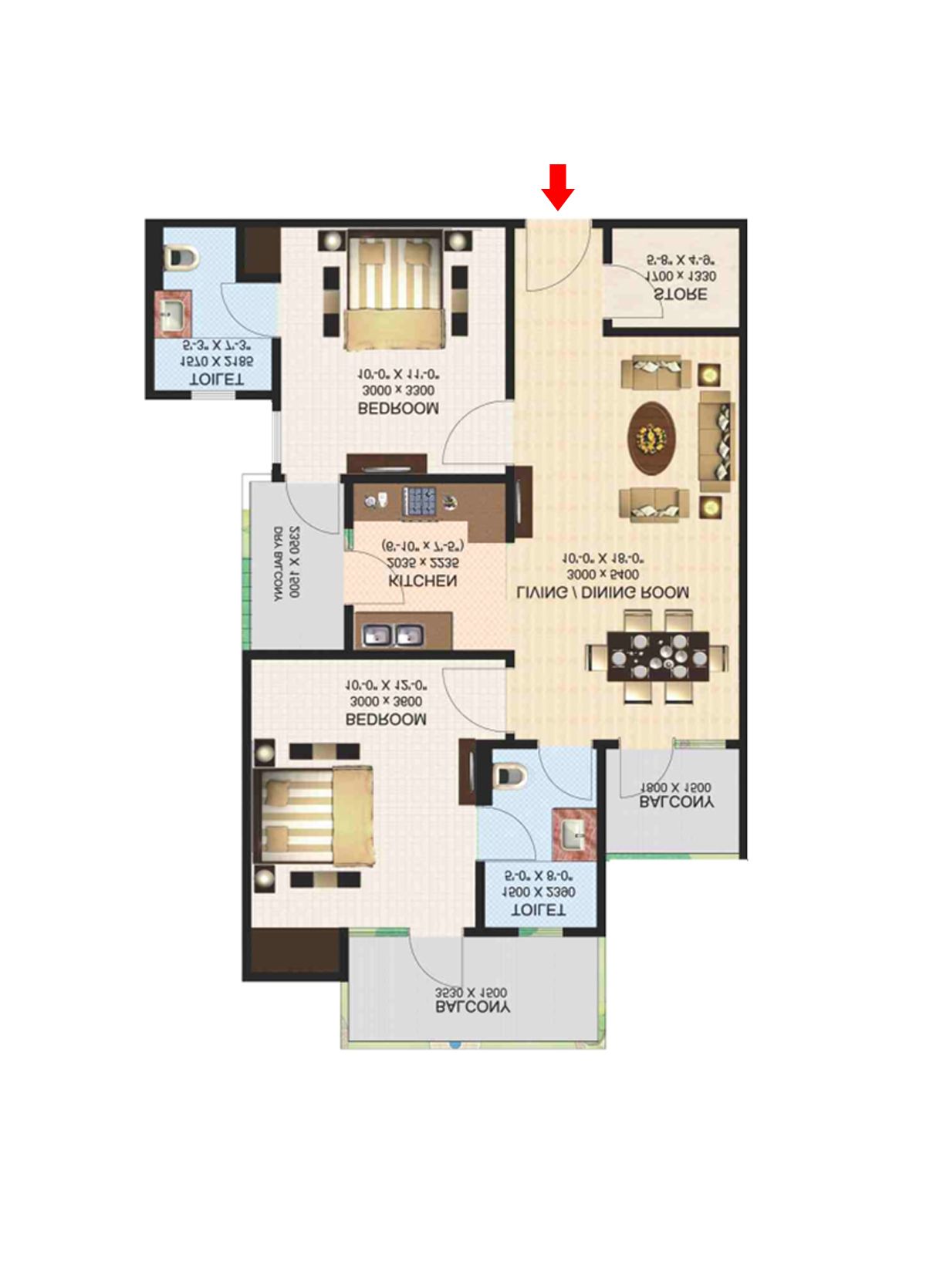 Aims Golf Town Tower B Unit 2, Type D Floor Plan