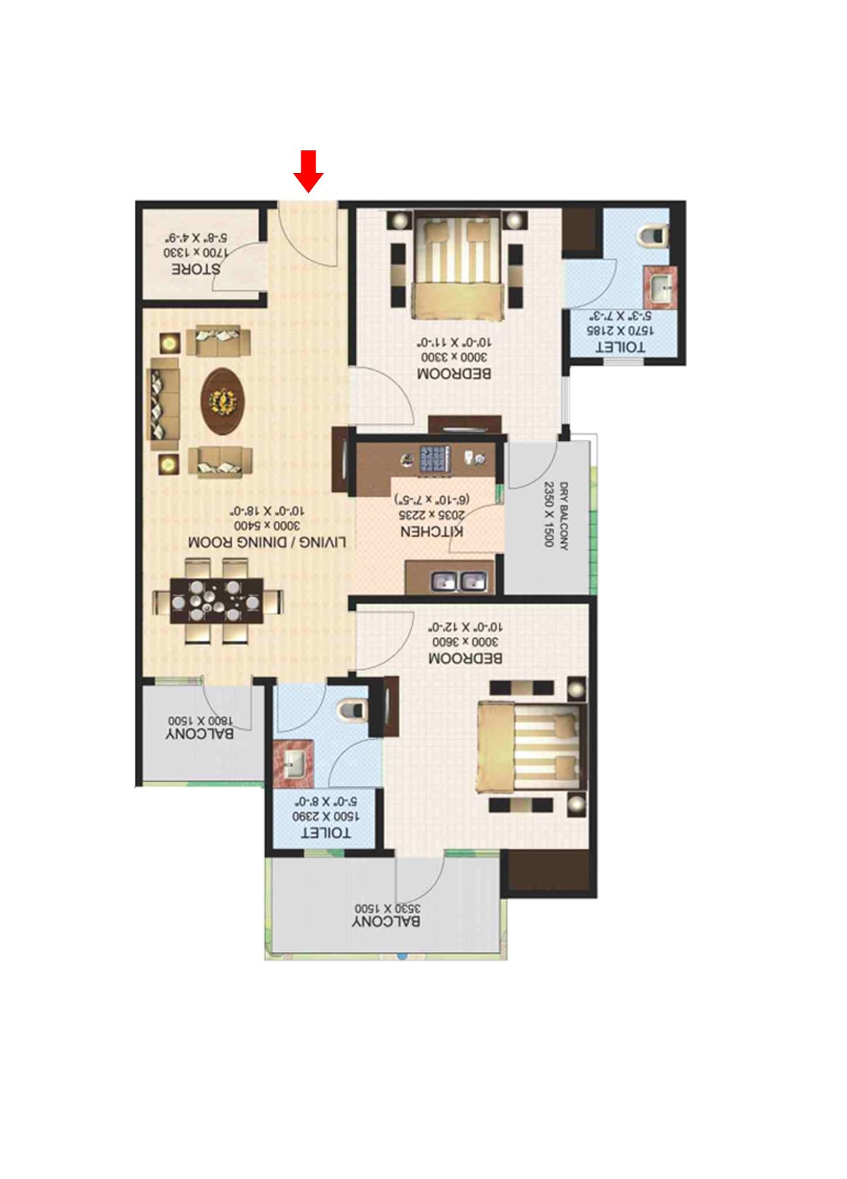 Aims Golf Town Tower C Unit 2, Type D Floor Plan
