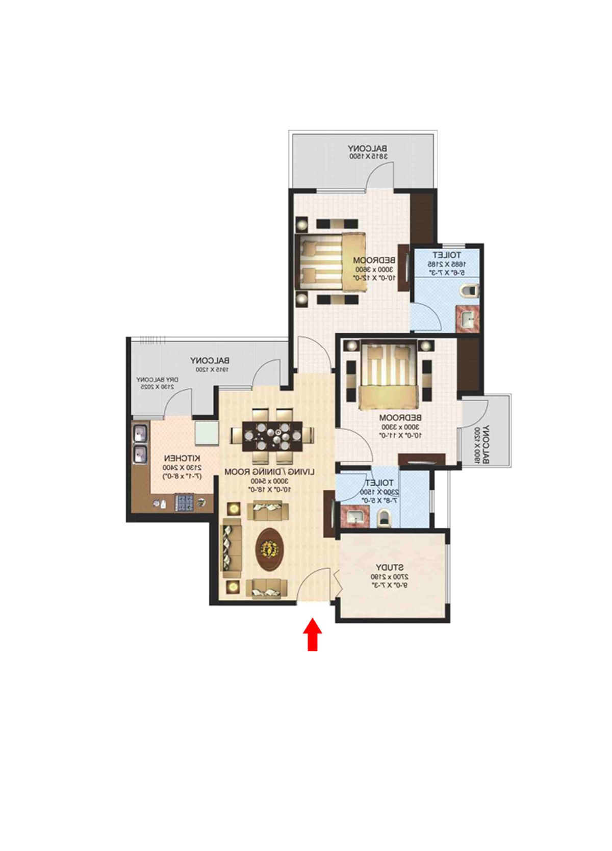 Aims Golf Town Tower C Unit 4, Type C Floor Plan