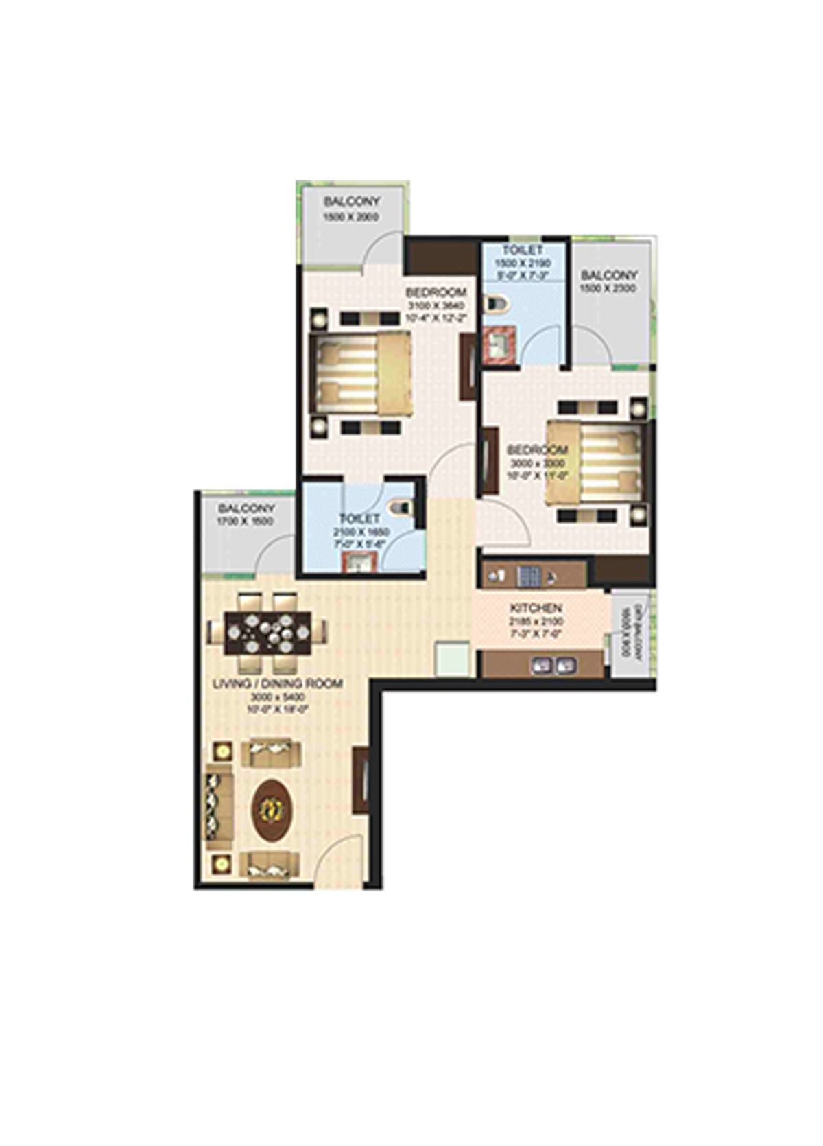 Aims Golf Town Tower C Unit 5, Type E Floor Plan