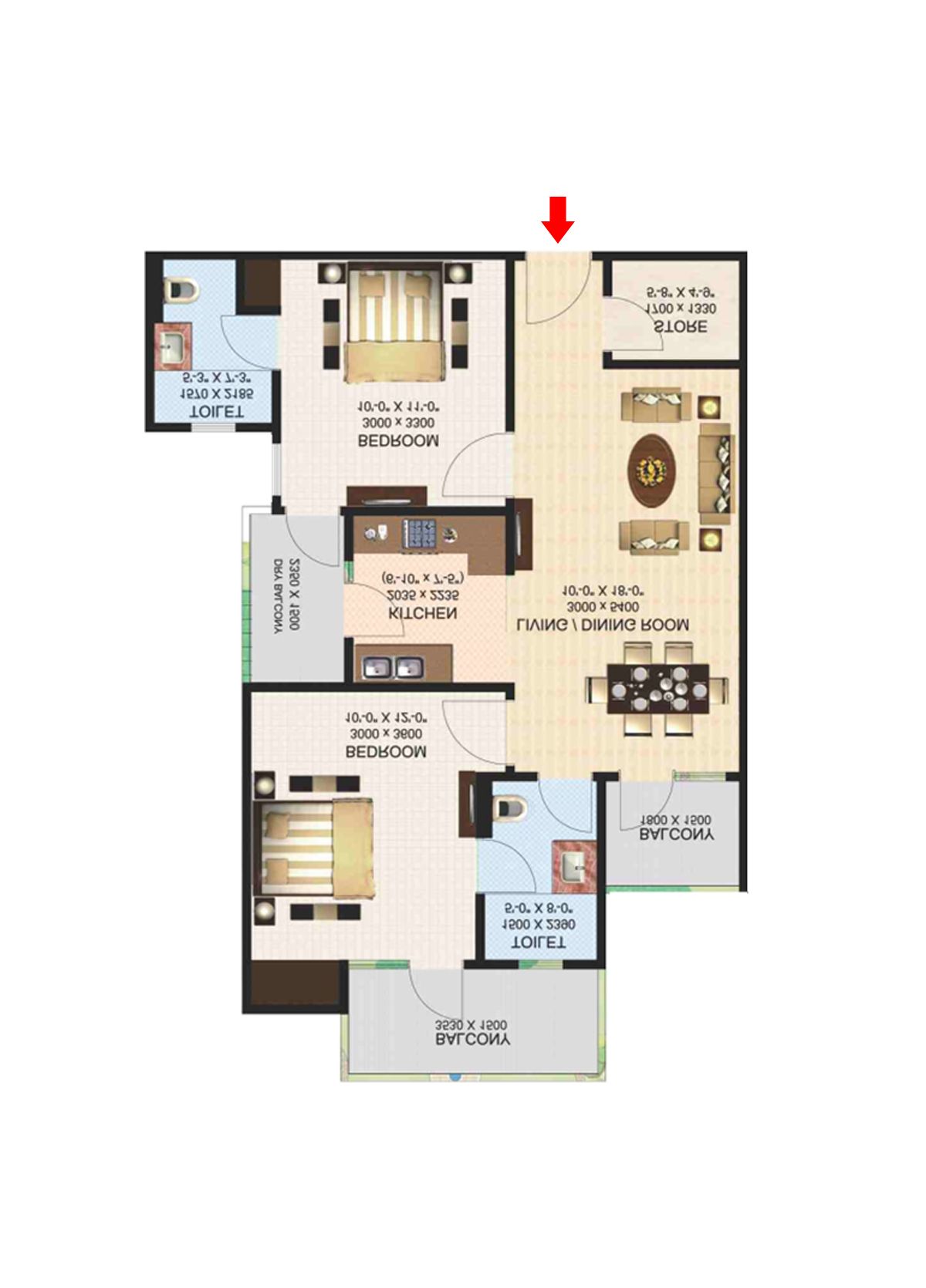 Aims Golf Town Tower D Unit 2, Type D Floor Plan