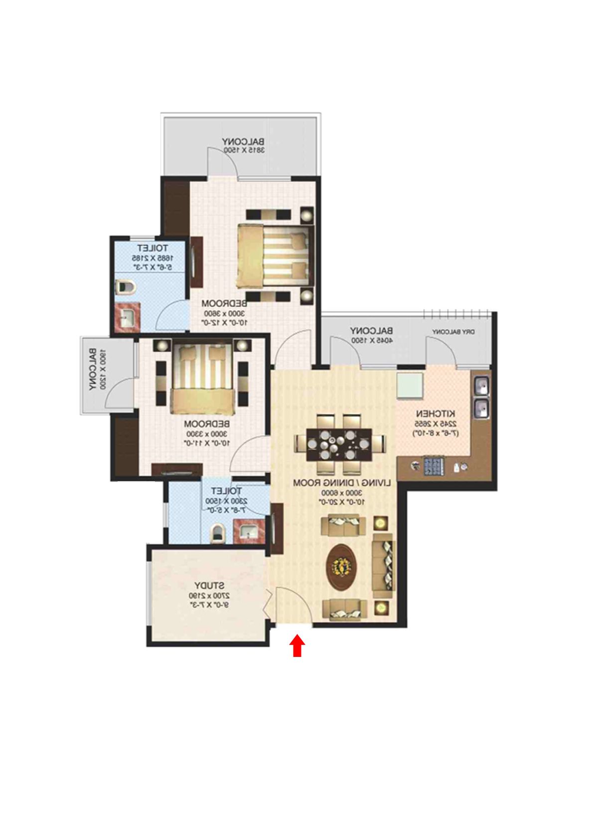 Aims Golf Town Tower D Unit 4, Type B Floor Plan