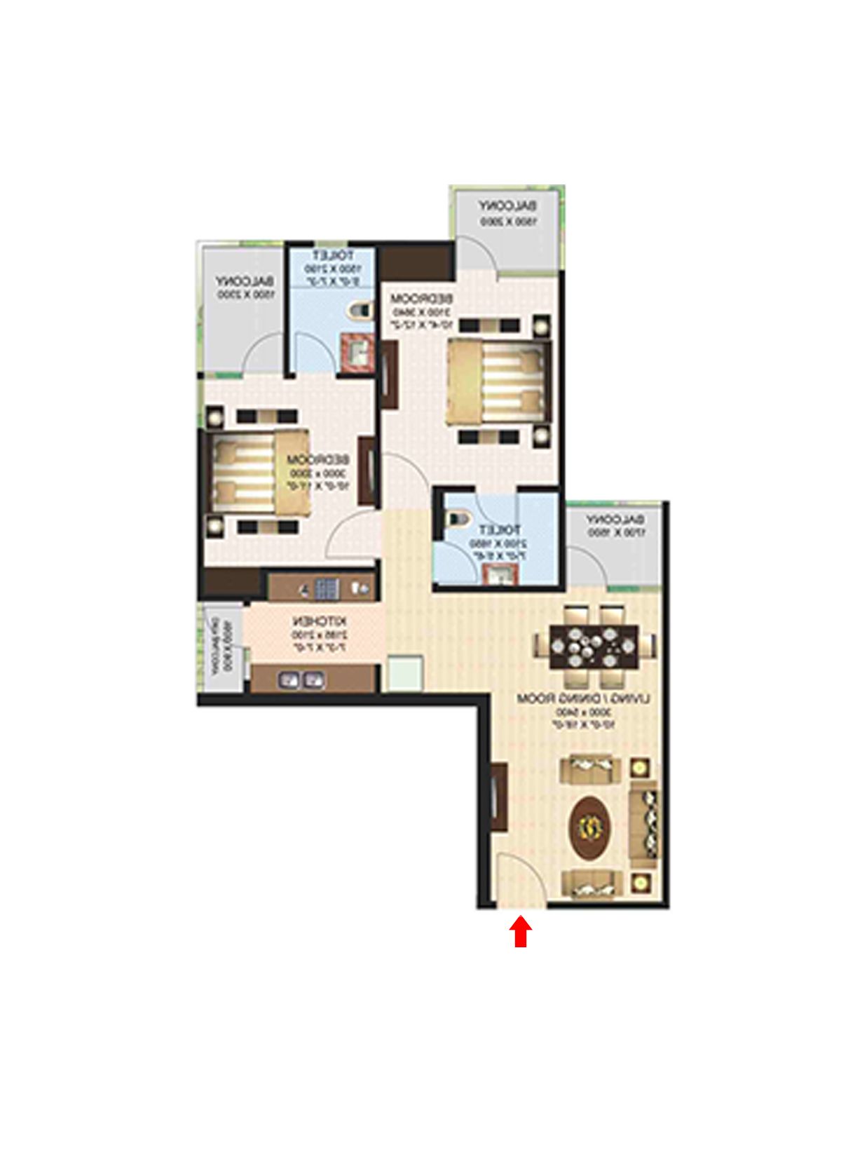 Aims Golf Town Tower D Unit 5, Type E Floor Plan