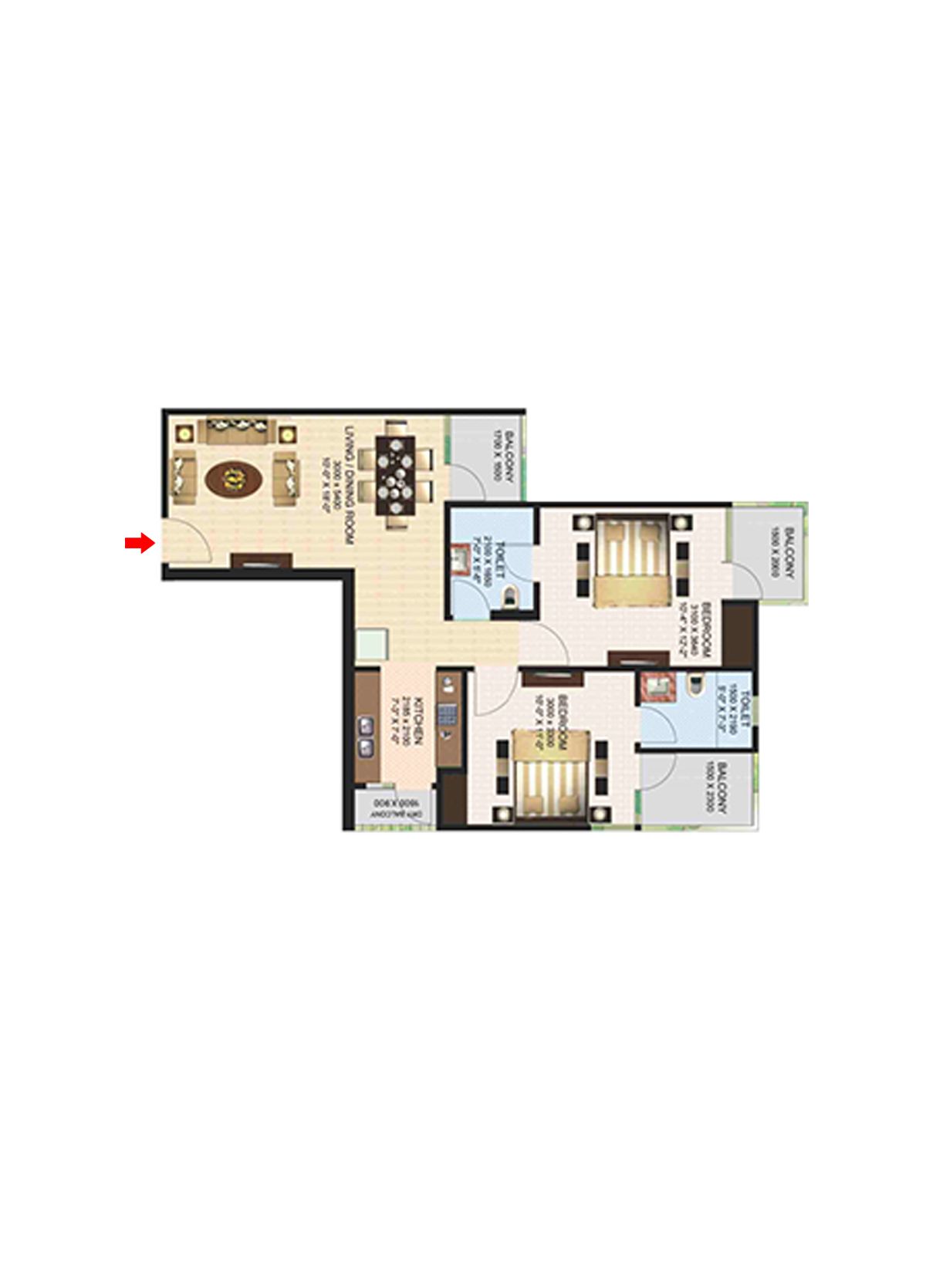 Aims Golf Town Tower E Unit 5, Type E Floor Plan