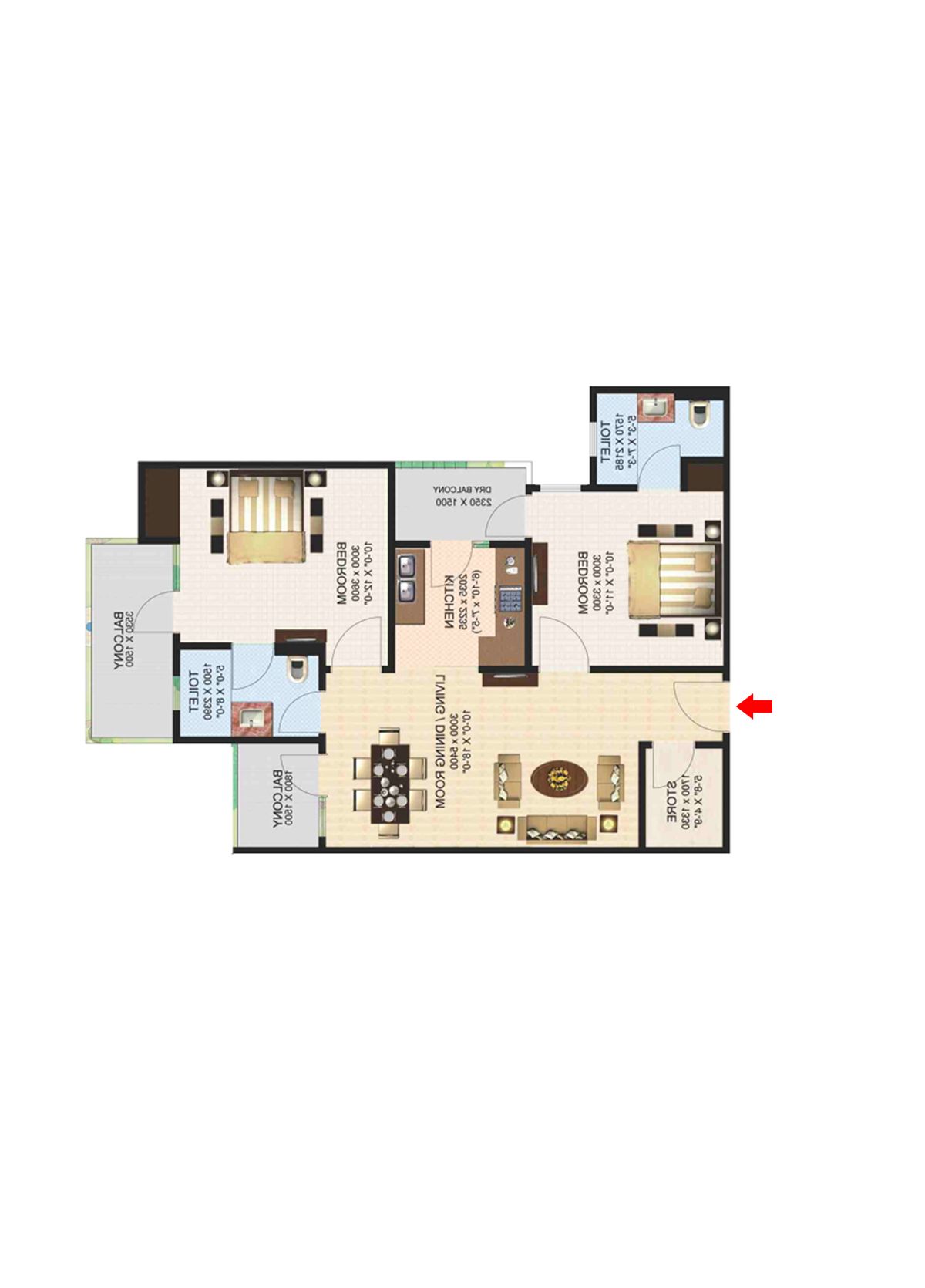 Aims Golf Town Tower F Unit 2, Type D Floor Plan