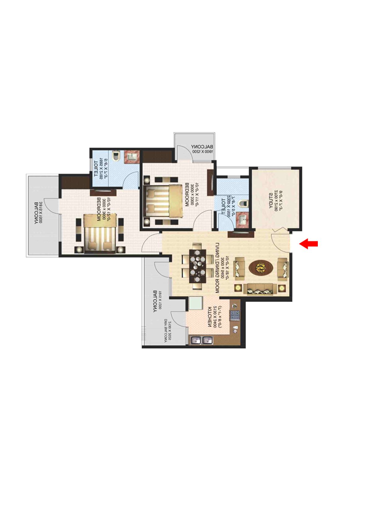 Aims Golf Town Tower F Unit 3, Type C Floor Plan