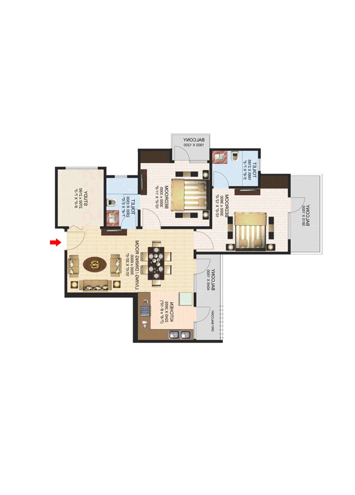 Aims Golf Town Tower F Unit 4, Type B Floor Plan