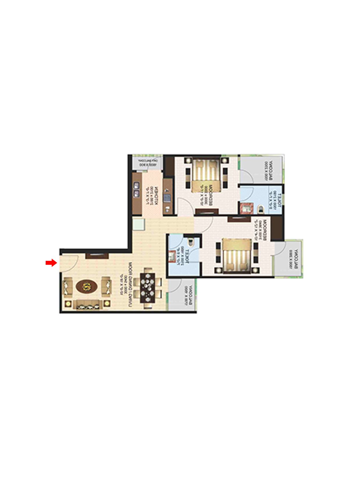 Aims Golf Town Tower F Unit 5, Type E Floor Plan