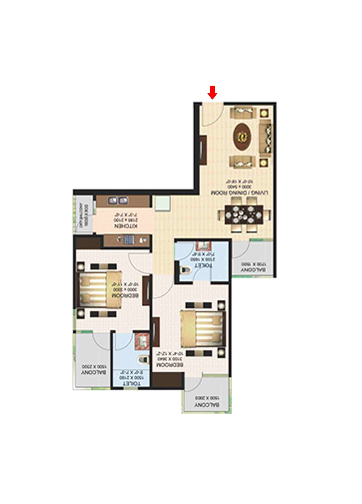 Aims Golf Town Tower D Unit 5, Type E Floor Plan