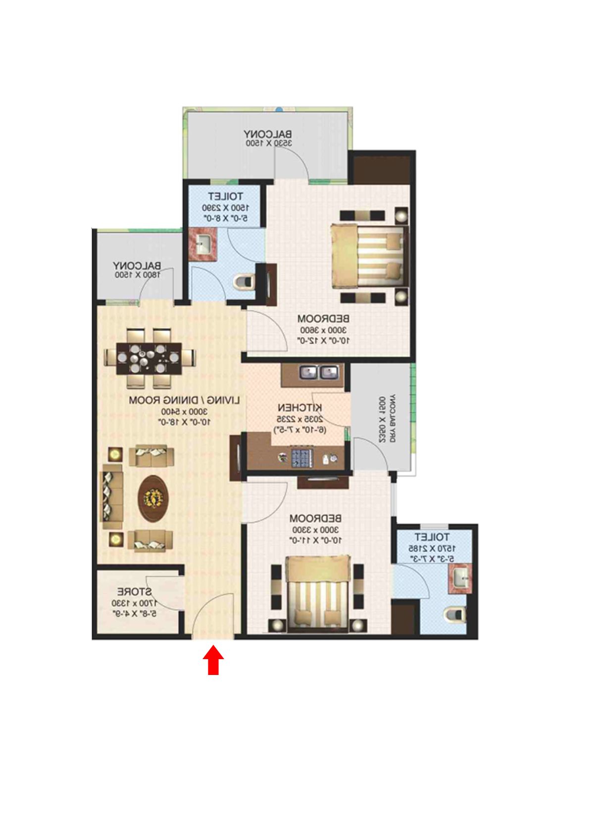 Aims Golf Town Tower H Unit 2, Type D Floor Plan