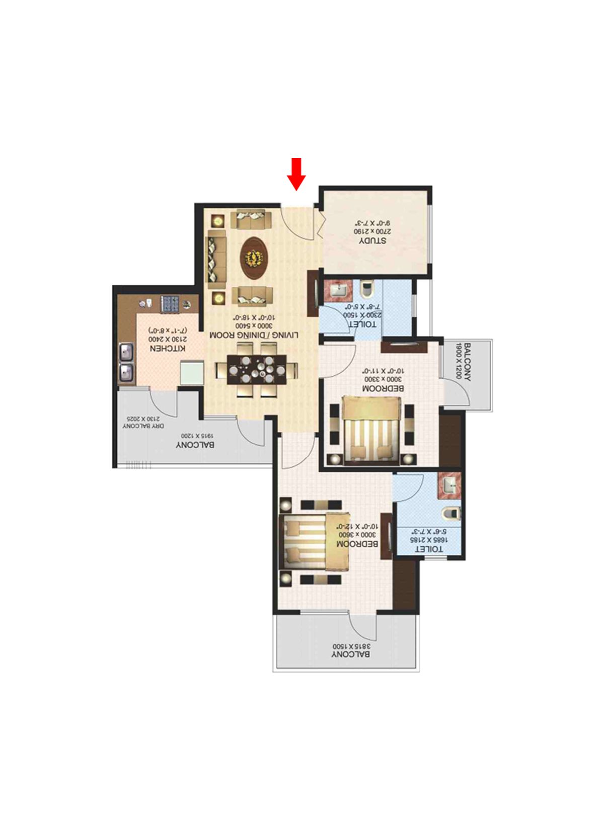Aims Golf Town Tower H Unit 4, Type C Floor Plan