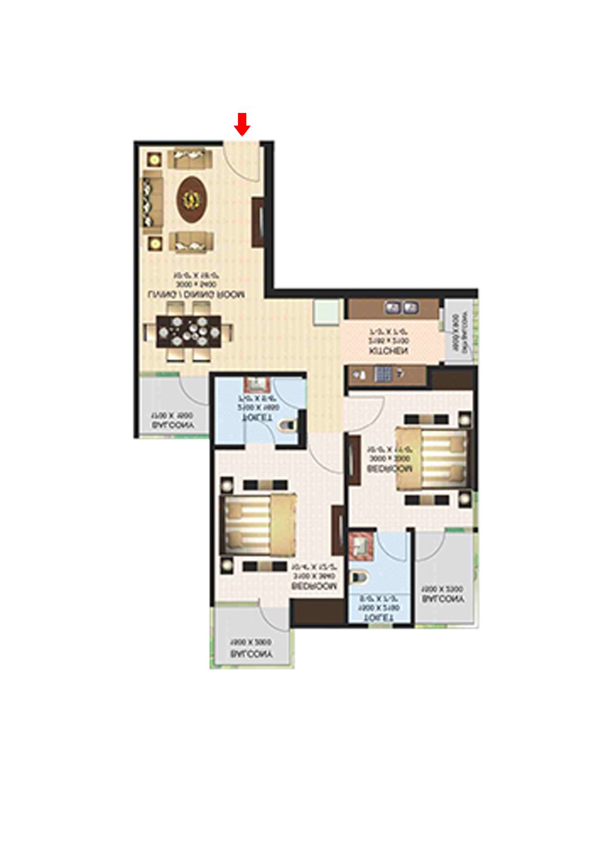 Aims Golf Town Tower H Unit 5, Type E Floor Plan