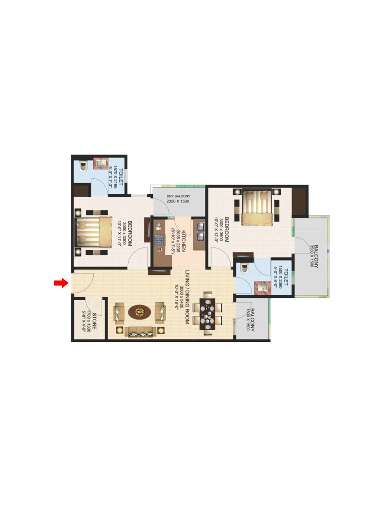 Aims Golf Town Tower I Unit 2, Type D Floor Plan