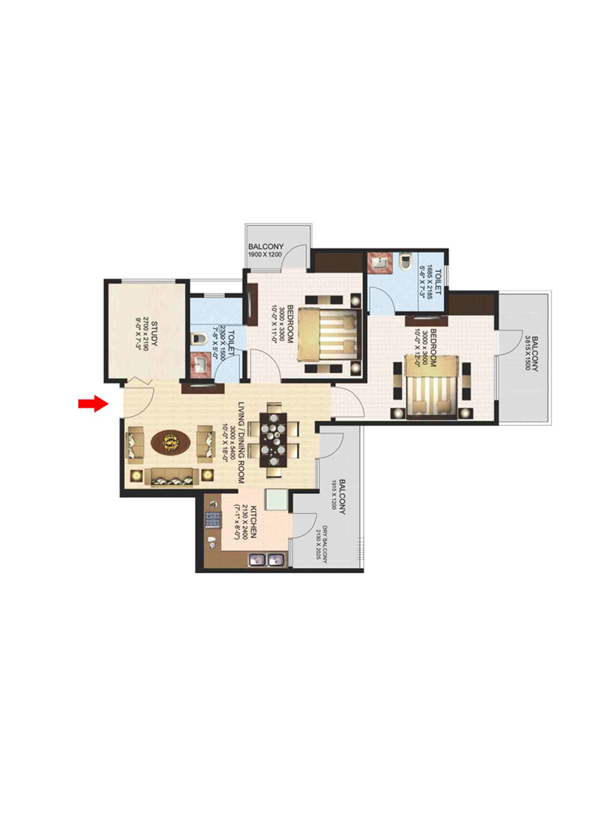 Aims Golf Town Tower I Unit 3, Type C Floor Plan
